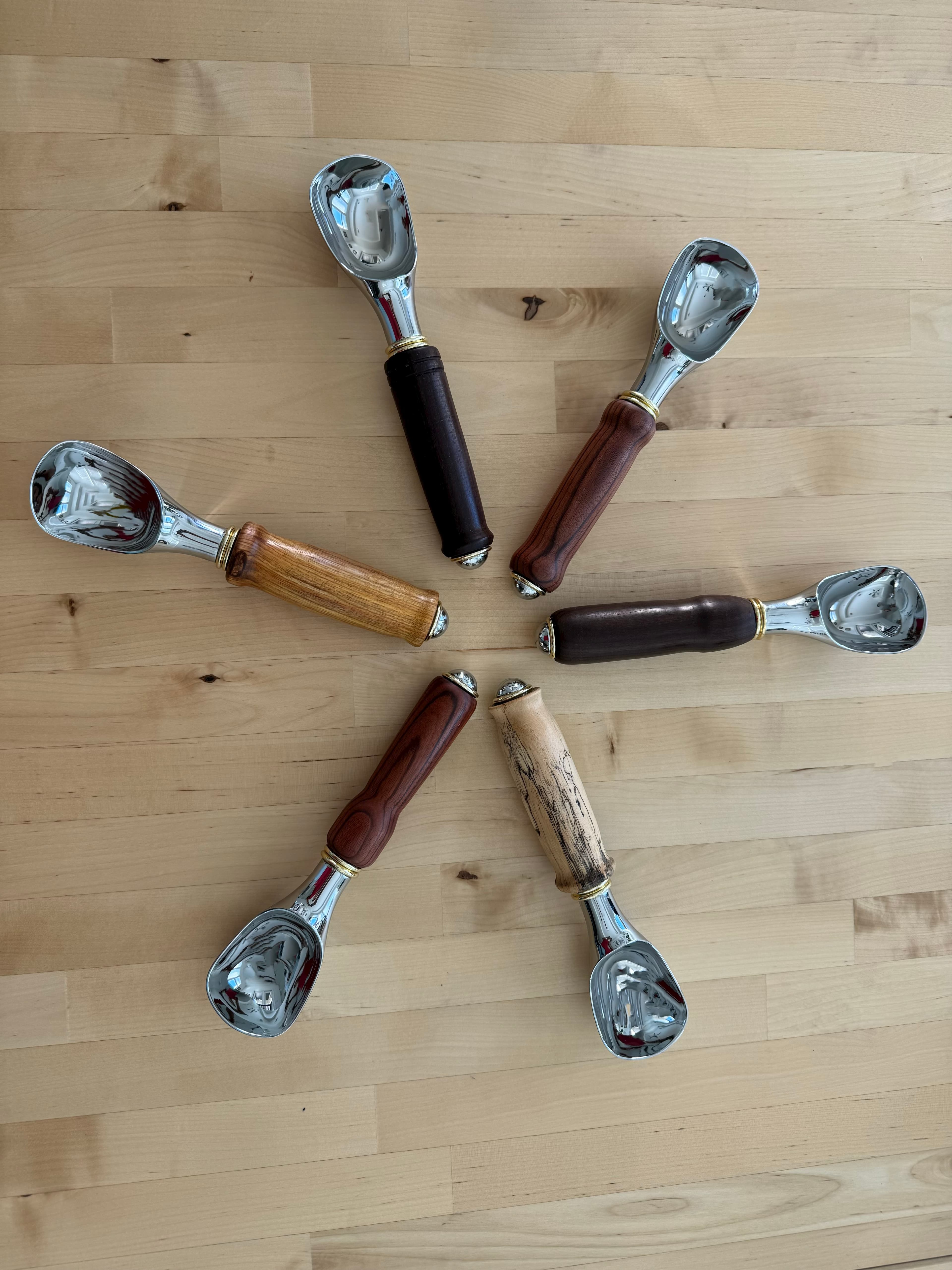 ice cream scoops · turned, mixed hardwoods